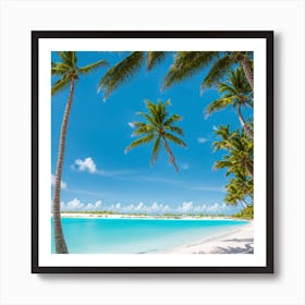 Palm Trees On The Beach Art Print