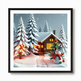 Snowman In The Snow 1 Art Print