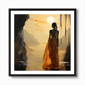 Woman In A Cave Art Print