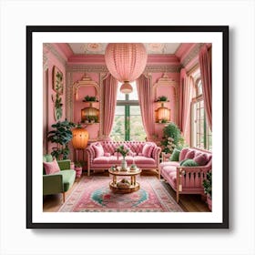 Pink Living Room Art Print