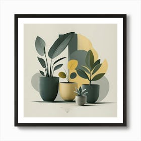 Three Potted Plants 1 Art Print