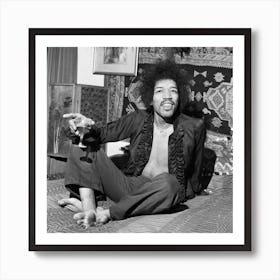 American Singer And Guitarist Jimi Hendrix Pictured At His Flat In Mayfair, London Art Print