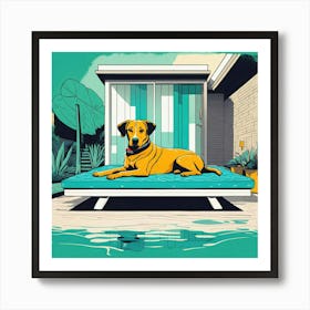 Dog On A Bed Art Print