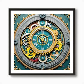 Timepiece Steampunk Cubism Style Art Print