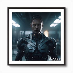 Final Armadiler Cyborg Half Human Half Robotic Looking To The Camera Art Print