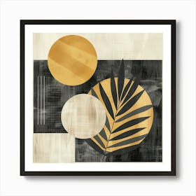 Gilded Palms: Abstract Fusion on Textured Canvas Art Print