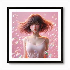 Girl With Bubbles 2 Art Print