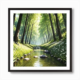 Stream In The Forest 1 Art Print