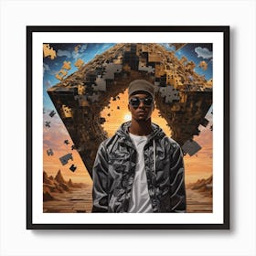 Man In Front Of A Puzzle Art Print