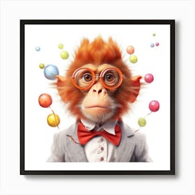 Monkey In Glasses Art Print