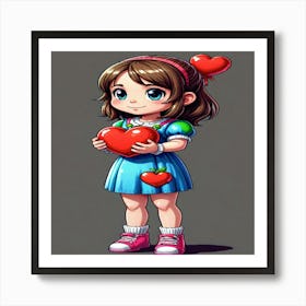 Girl Holding Heart Art Print