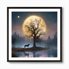 Full Moon In The Forest Art Print