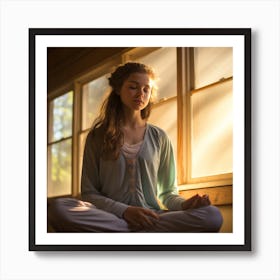 Young Woman Meditating Art Print