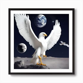 Eagle On The Moon Art Print