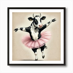 Cow Dancing In A Tutu Art Print