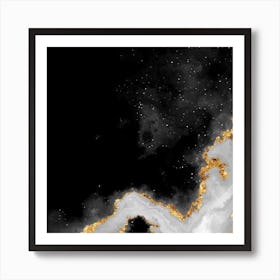 100 Nebulas in Space with Stars Abstract in Black and Gold n.005 Art Print