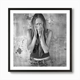 Woman With Her Face Covered Art Print