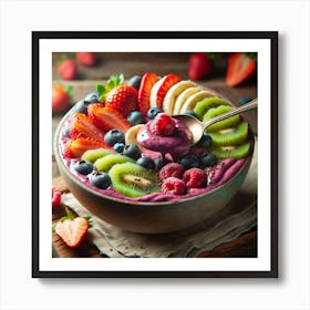 Bowl Of Fruit Smoothie Art Print