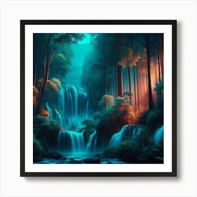 Waterfall In The Forest 2 Art Print