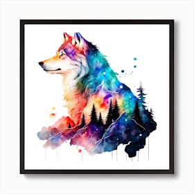 Colorful Wolf Painting For Personalizing Electronic Devices Art Print