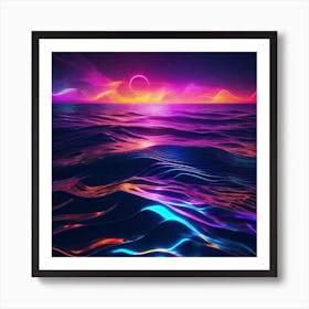 Psychedelic Ocean Wallpaper Art Print