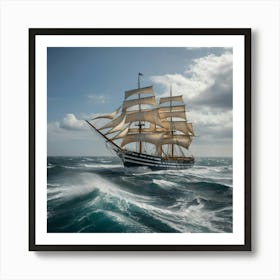 Sailing Ship In Rough Seas 3 Art Print