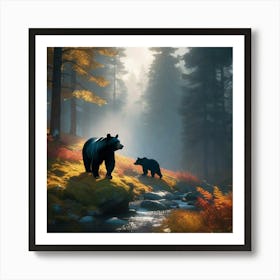 Bears In The Woods Art Print