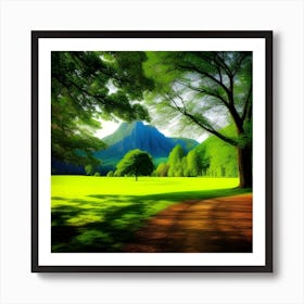 Green Grass And Trees Art Print