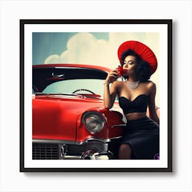 Black Pin-Up Art Print