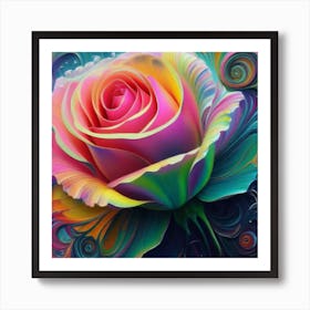 Abstract painting of a magical organic rose 7 Art Print