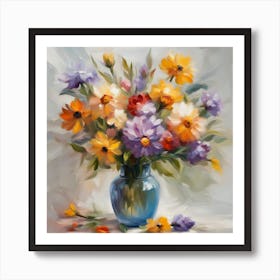 Flowers In A Blue Vase Art Print