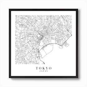 Tokyo Japan Street Map Minimal Square Art Print