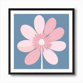 A White And Pink Flower In Minimalist Style Square Composition 350 Art Print