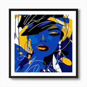 Blue Hat 3 Art Print