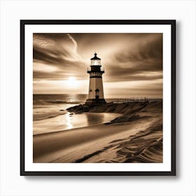 Lighthouse At Sunset 53 Art Print