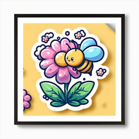 Bee With Flowers Art Print