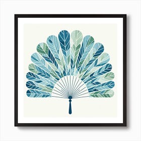 Scandinavian style, Fan of green-blue transparent leaves 7 Art Print