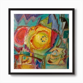 Living Room Wall Art, Abstract with Warm Colors Art Print