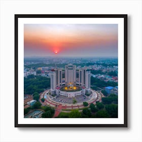 Sunrise Over A City Art Print