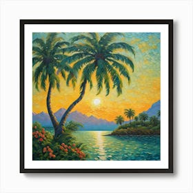 Sunset Palm Trees Art Print