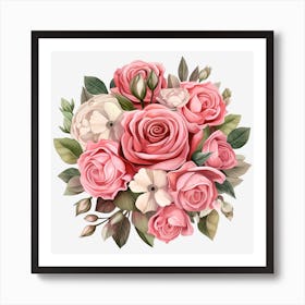 Bouquet Of Pink Roses 6 Art Print