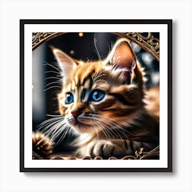 Cat In A Mirror Art Print