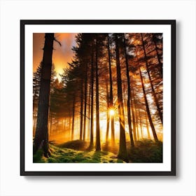 Sunrise In The Forest 25 Art Print