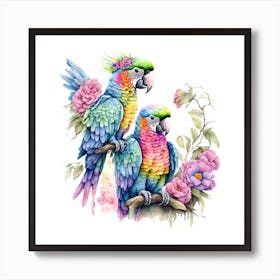 Colorful Parrots Art Print