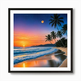 Sunset On The Beach 16 Art Print