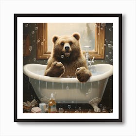 Paulburrows There Is A Bear That Is Sitting In A Bathtub With Art Print