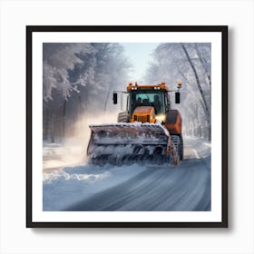 Snow Plowing In Winter Art Print