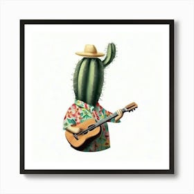 Cactus With Guitar 🎸 Art Print