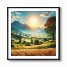 Sunset In The Mountains 1 Art Print