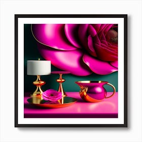 3d Rendering Of A Pink Flower Art Print